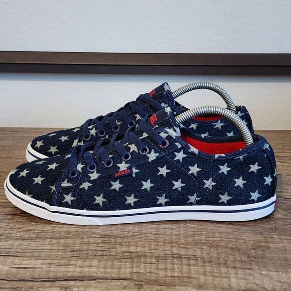 Vans Shoes - Vans Ferris Lo Pro Women's Skate Shoes Size 10 Blue Denim Stars